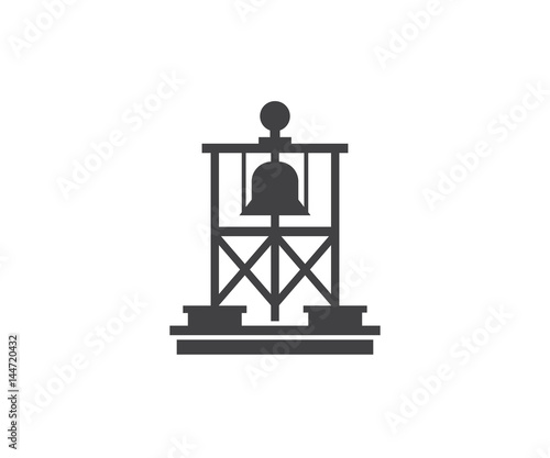 Maritime lateral mark silhouette vector illustration. Floating sea buoy icon. Maritine navigation marker logo or label template.