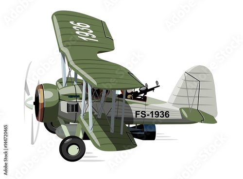 Vector cartoon retro torpedo bomber plane. Available EPS-10 vector format separated by groups for easy edit