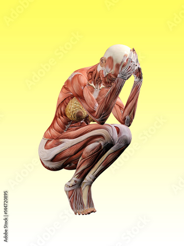 Fototapeta Naklejka Na Ścianę i Meble -  Female muscle anatomy depressed and exhausted 3D Illustration
