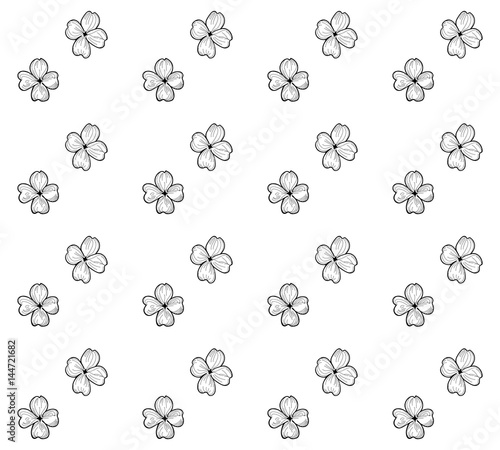 Vector Seamless Pattern with Drawn Flowers, Blossom