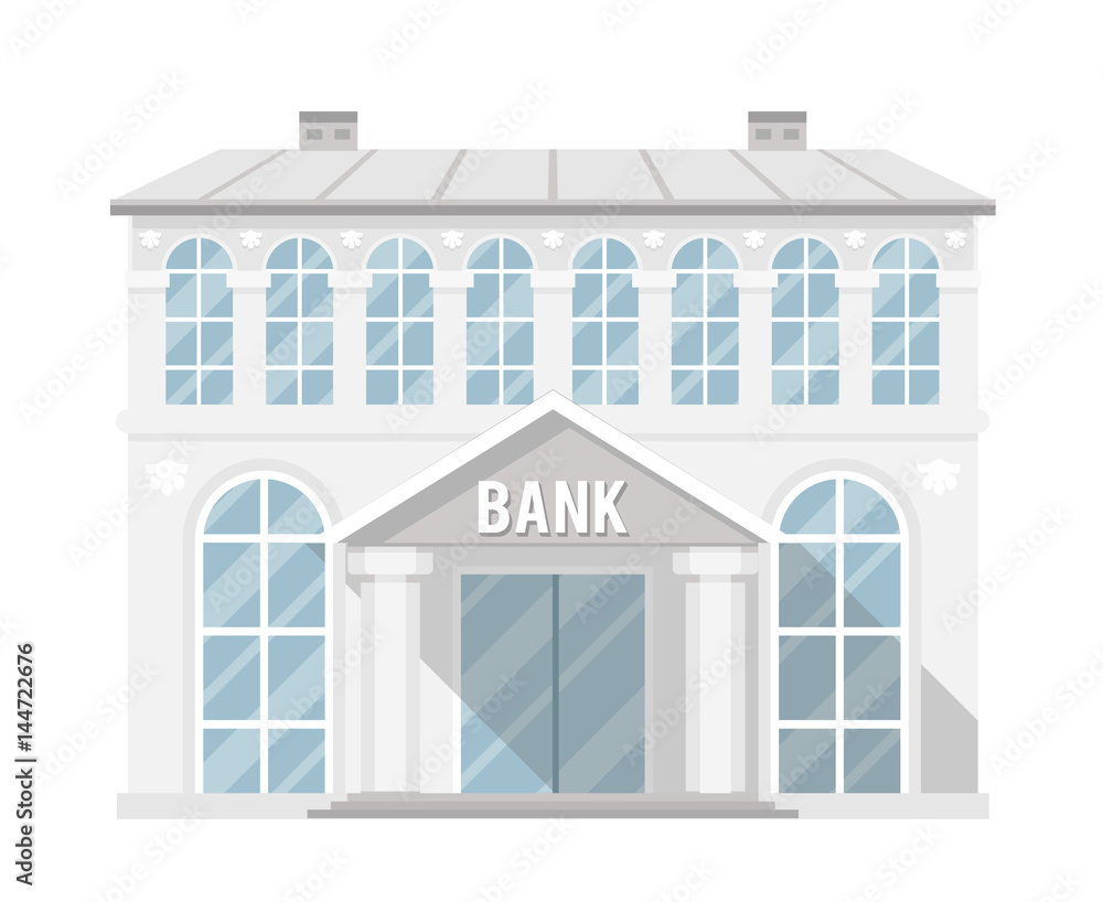 Fototapeta premium Bank building administrative commercial house flat design vector illustration