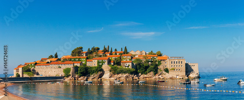 Island of Sveti Stefan in Montenegro. Panoramic shot