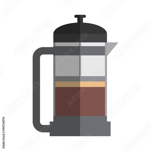 French Press Coffee Maker icon over white background. vector illustration