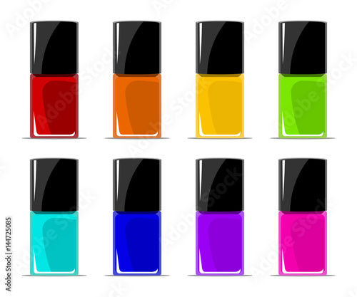 Colors of nail lacquers contained in transparent bottles