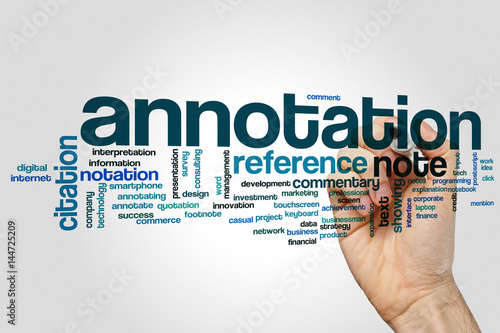 Annotation word cloud concept on grey background