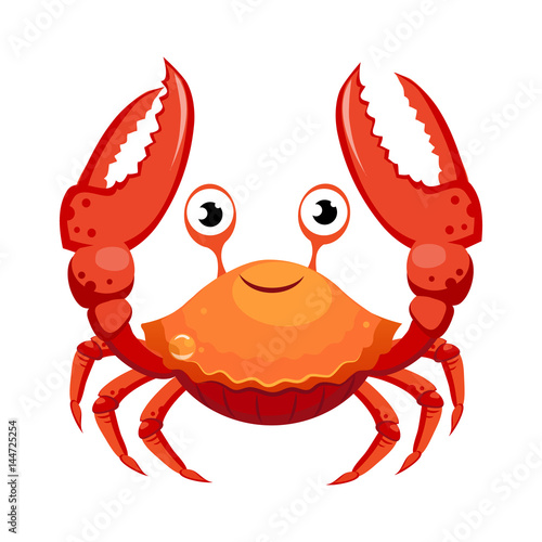 Red crab, sea creature. Colorful cartoon character