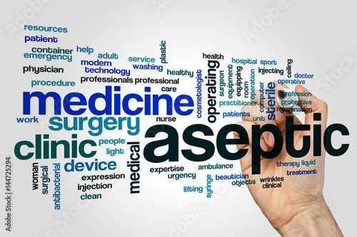 Slika na platnu Aseptic word cloud concept on grey background