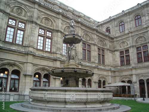 Fountain in front of the Vienna Opera in Vienna, Austria
