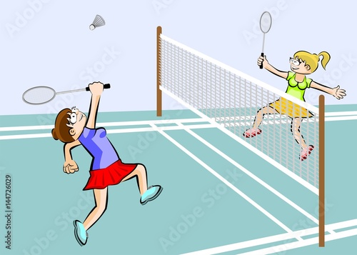 Women playing badminton