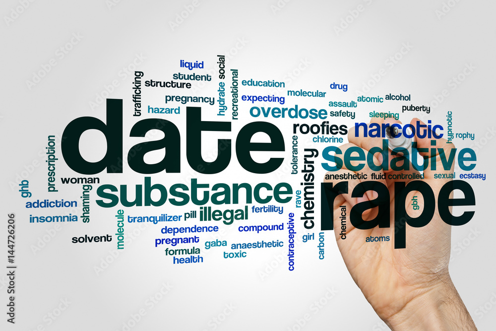 Date rape word cloud concept on grey background Date rape word cloud concept on grey background