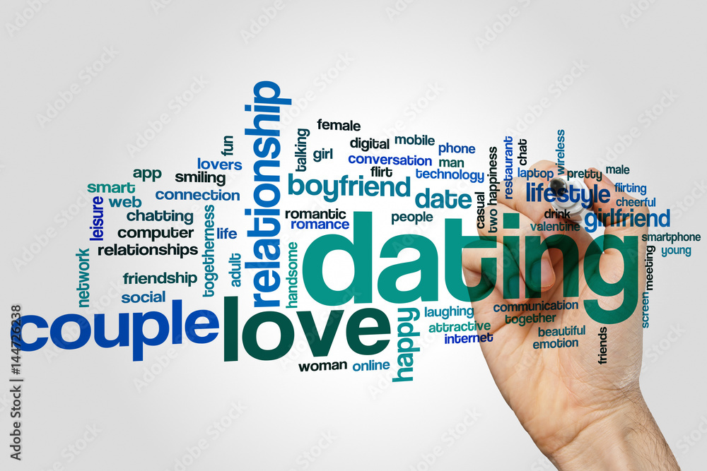 Dating word cloud concept on grey background Dating word cloud concept on grey background