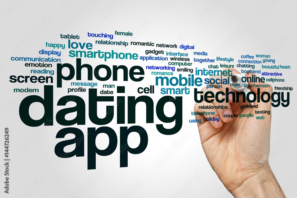Dating app word cloud concept on grey background Dating app word cloud concept on grey background