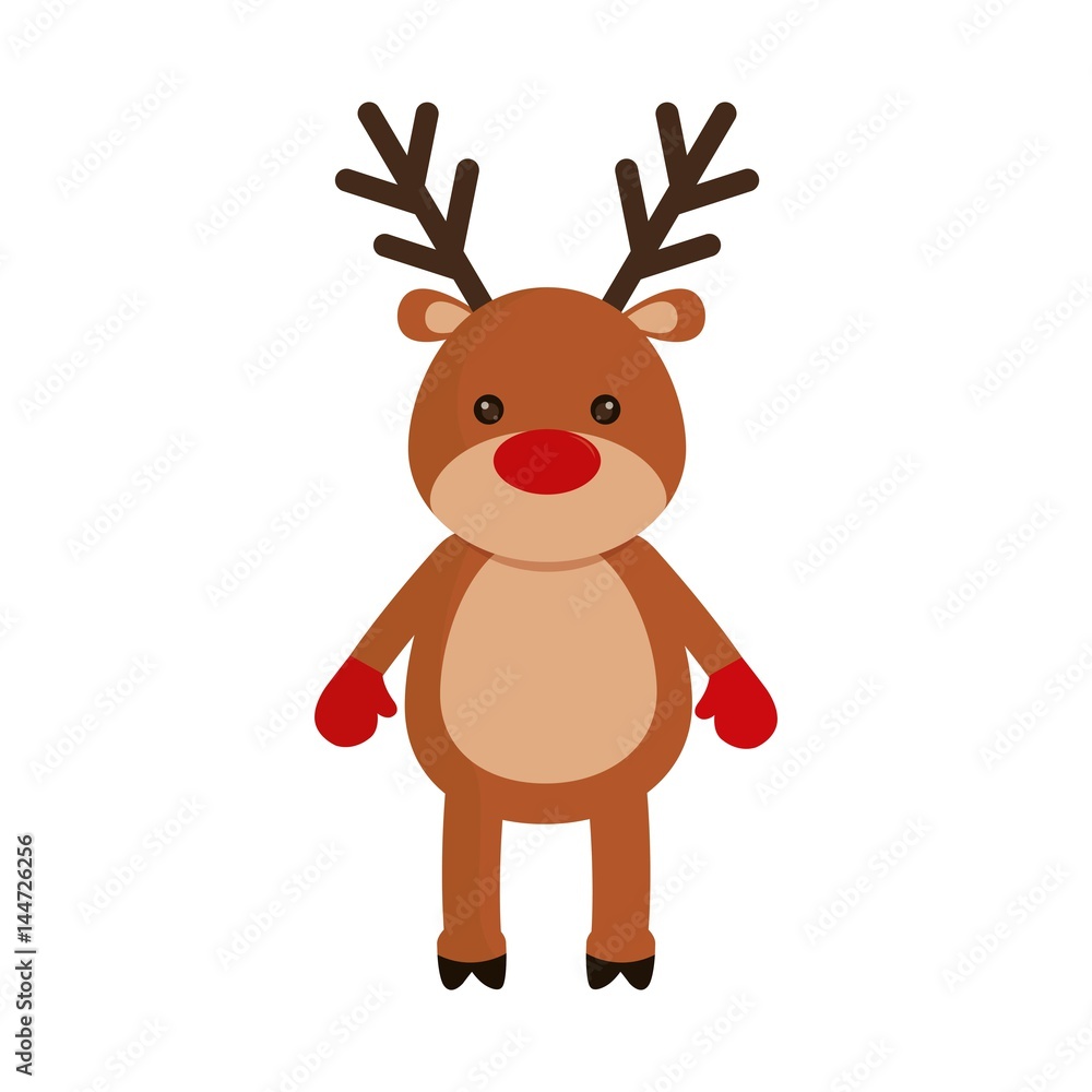 rudolph deer cartoon icon over white background. colorful design. vector illustration rudolph deer cartoon icon over white background. colorful design. vector illustration