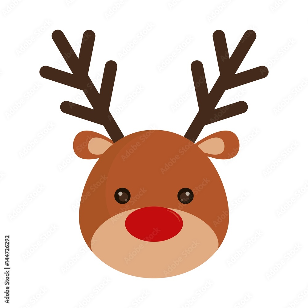 rudolph deer cartoon icon over white background. colorful design ...