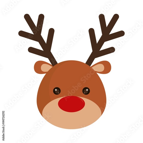 rudolph deer cartoon icon over white background. colorful design. vector illustration photo