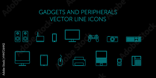 gadgets and peripherals vector line icons