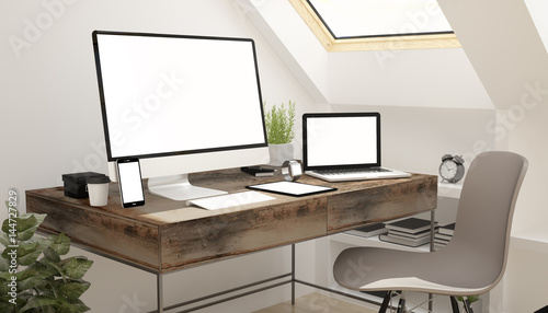 Wallpaper Mural attic study devices white screen. Torontodigital.ca