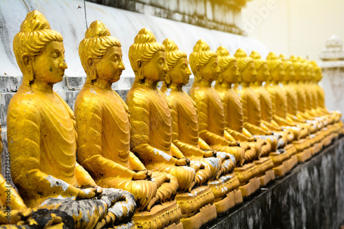 Row of Golden Buddha in Phrae. (Phrae,Thailand)