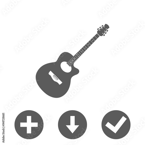 Acoustic guitar sign icon. Music symbol icon stock vector illustration flat design