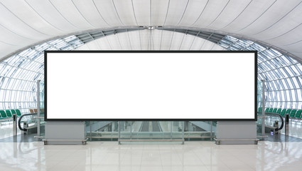 Blank advertising billboard in the Airport with path