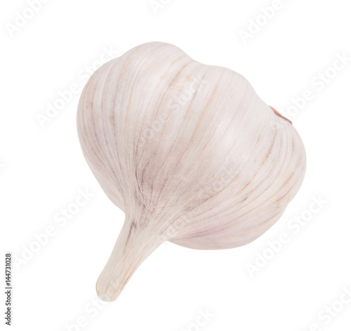 Organic garlic whole and cloves on the white background