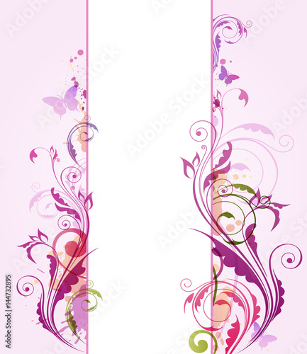 Abstract vertical floral banner