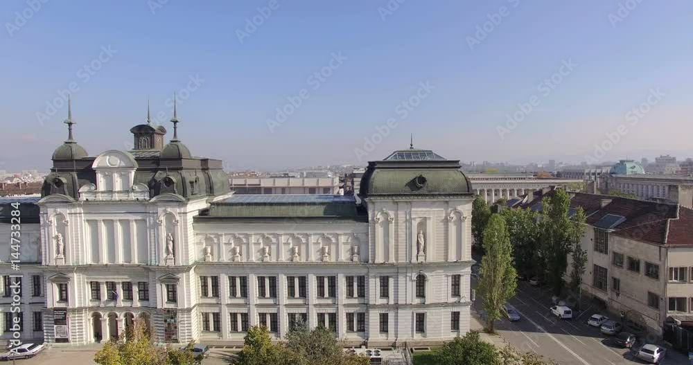 Aerial panorama of Library building in Bulgaria - european cityscape Aerial panorama of Library building in Bulgaria - european cityscape