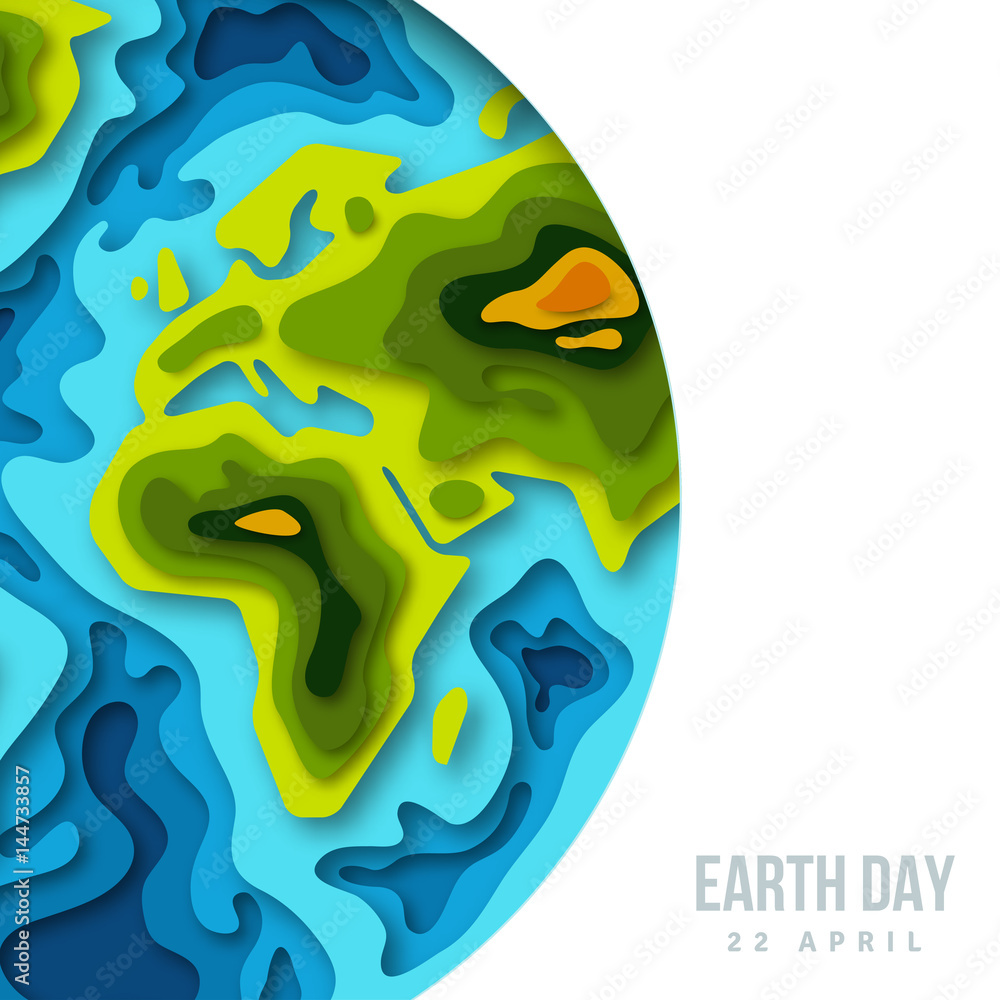 Earth planet, 3d paper cut banner Earth planet, 3d paper cut banner