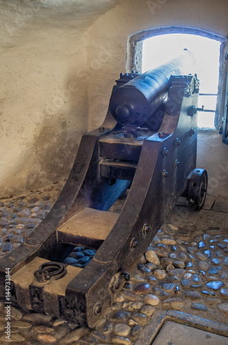Antique cannon. Hohensalzburg castle inside, Salzburg, Austria