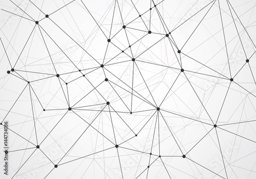 Abstract polygonal with connecting dots and lines