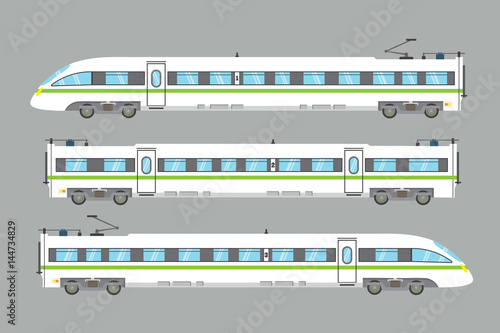 flat high-speed train isolated.vector express railway illustration