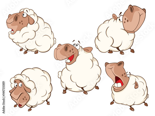 Set of Cartoon Illustration.A Different Sheep for  you Design. Cartoon Character
