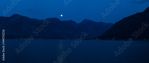 Kotor in the night. Kotor bay in Montenegro