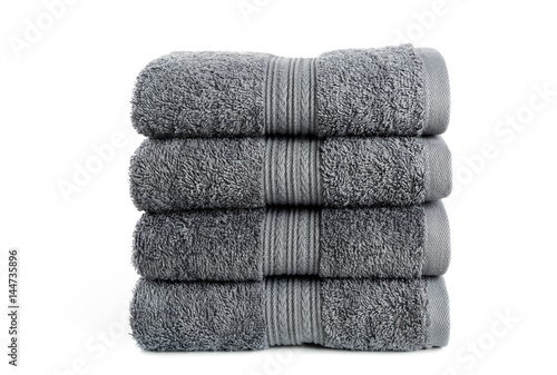 Fotografie, Obraz Gray Bath Towels on White Background