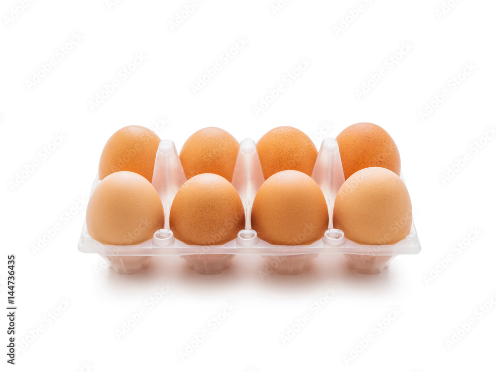 Organic Eight Egg Pack Isolated on White Organic Eight Egg Pack Isolated on White