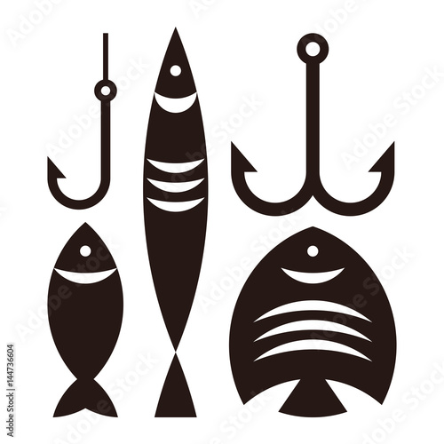 Fishing hooks and fishes