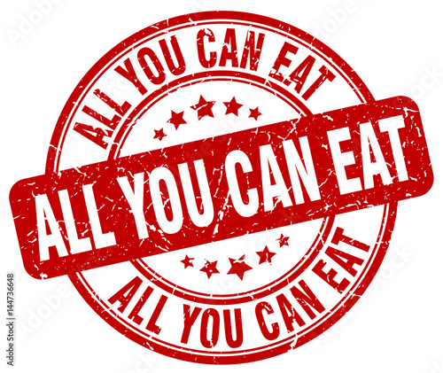 all you can eat red grunge round vintage rubber stamp