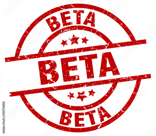 beta round red grunge stamp