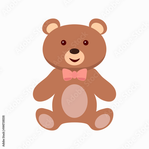 Teddy bear toy flat icon. Vector illustration.