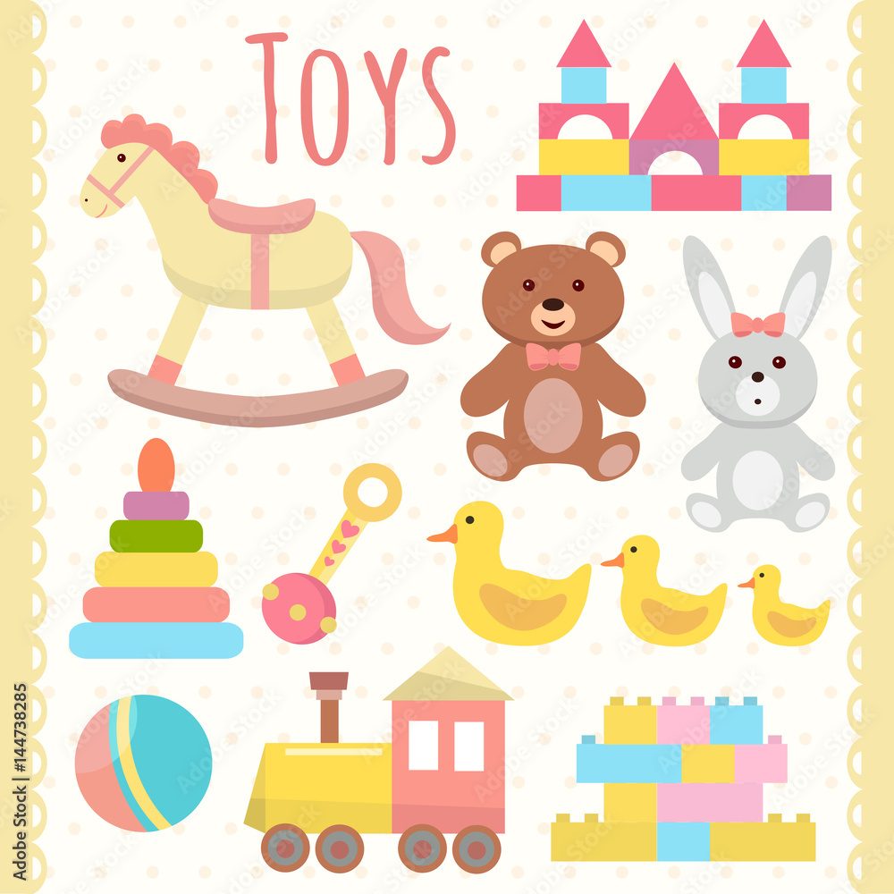 Toys set. Flat design Toys set. Flat design