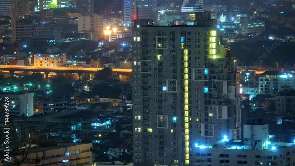 Timelapse of Bangkok's Night Lights with Sudden, Rapid Panning Timelapse of Bangkok's Night Lights with Sudden, Rapid Panning