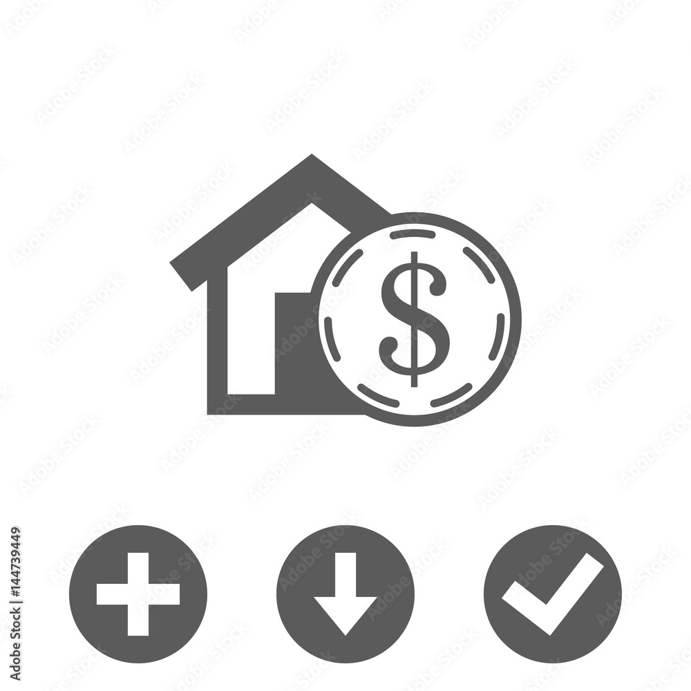 money home dollar icon stock vector illustration flat design money home dollar icon stock vector illustration flat design