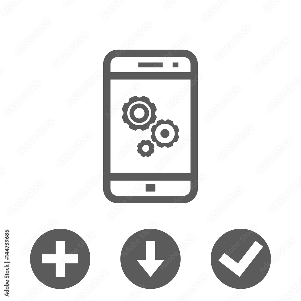 gear phone icon stock vector illustration flat design gear phone icon stock vector illustration flat design