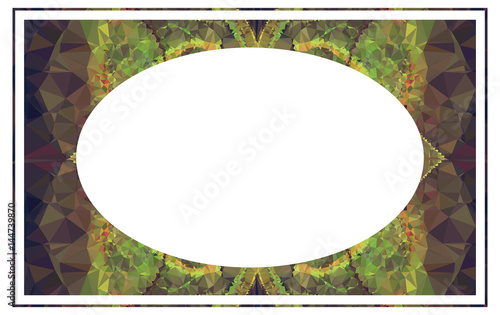 Beautiful oval frame with abstract mosaic pattern. vector clip art.