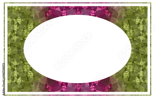 Beautiful oval frame with abstract mosaic pattern. vector clip art.