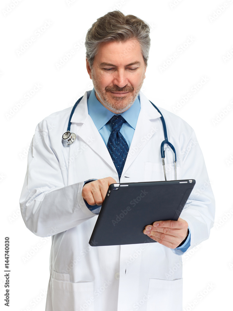 Doctor with tablet computer. Doctor with tablet computer.