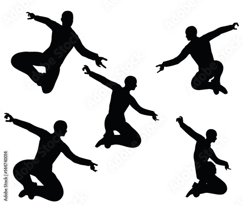 businessman silhouette in super power pose