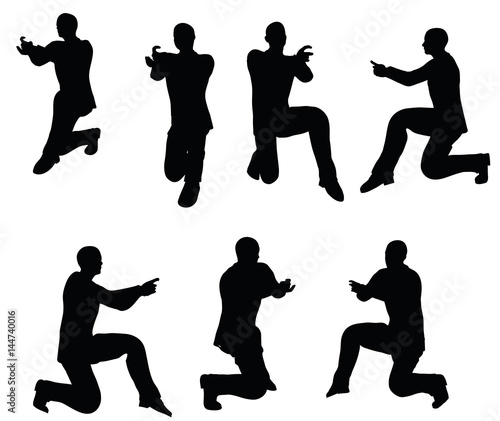 businessman silhouette in super power pose
