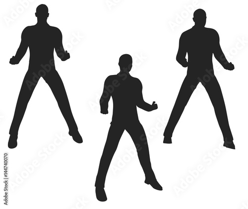 businessman silhouette in super power pose