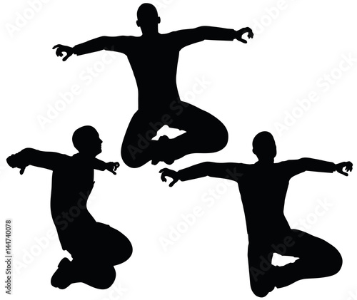 businessman silhouette in super power pose